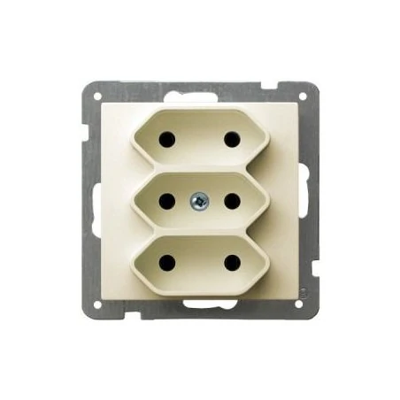 Gniazda-elektryczne - gniazdo potrójne euro ecru gp-3g/m/27 as ospel 