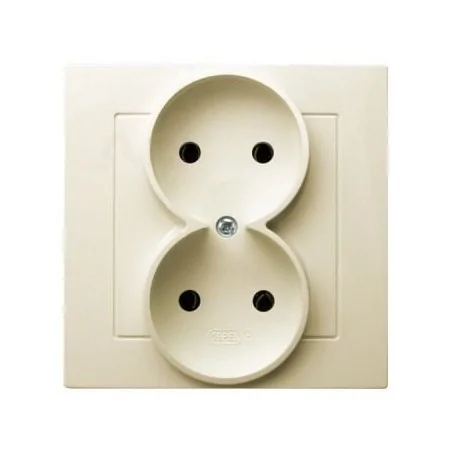 Gniazda-podwojne-podtynkowe - gniazdo podwójne bez uziemienia ecru gp-2g/27 as ospel 