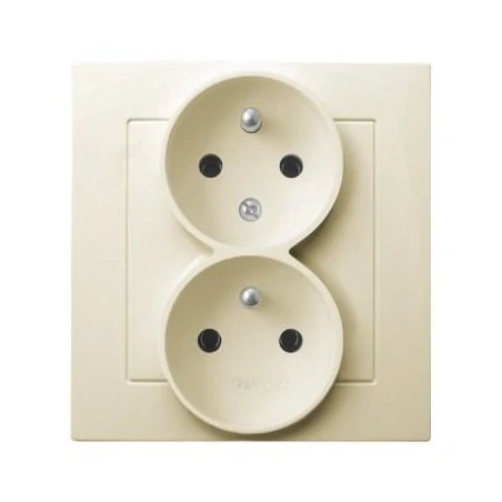 Gniazda-podwojne-podtynkowe - gniazdo podwójne z uziemieniem i funkcją niezmienności faz ecru gp-2gc/27 as ospel 