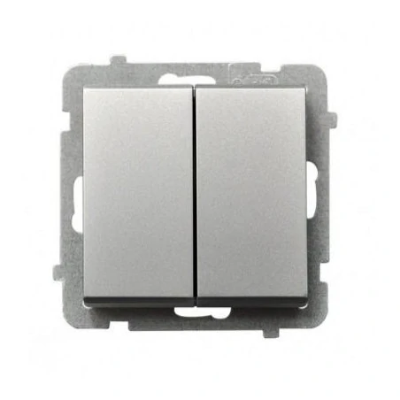 Wylaczniki-podwojne - włącznik dwugrupowy świecznikowy łp-2r/m/38 srebrny sonata ospel 