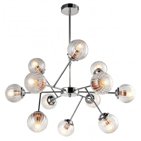 Lampy-sufitowe - efektowna lampa wisząca chrom + miedź 12x40w e14 best 30-64806 candellux 