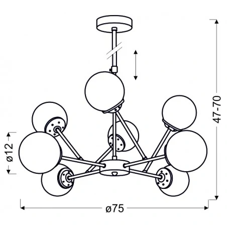 Lampy-sufitowe - szklana lampa wisząca na 8 źródeł światła 40w e14 chrom+miedź best 38-67289 candellux 