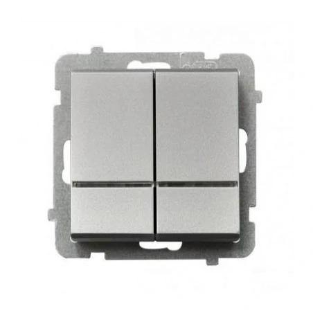 Wylaczniki-podwojne - włącznik dwugrupowy świecznikowy z podświetleniem pomarańczowym łp-2rs/m/38 srebrny sonata ospel 