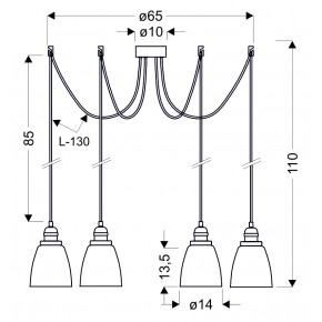 Lampy-sufitowe - lampa wisząca z sześcioma źródłami światła 40w e27 voice 36-70845 candellux 