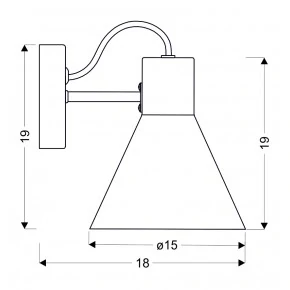 Wymiary matowej i czarnej lampy kinkietowej interblue.pl