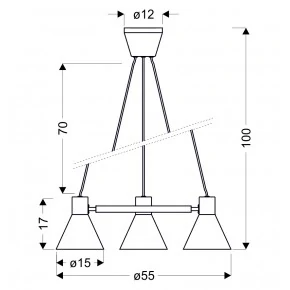 Wymiary potrójnej lampy wiszącej