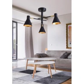 Lampy-sufitowe - nowoczesna lampa wisząca czarno - złota loft 3x40w e14 less 33-70975 candellux 