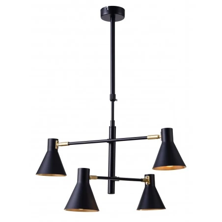 Lampy-sufitowe - czarna matowa lampa ze złotymi wstawkami na 4 punkty loft e14 candellux  less 34-72689 