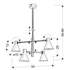 Lampy-sufitowe - czarna matowa lampa ze złotymi wstawkami na 4 punkty loft e14 candellux  less 34-72689 