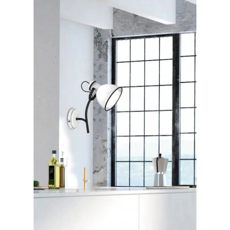 Kinkiety-do-salonu - kinkiet ścienny na wysięgniku biało-czarny e14 40w zumba 91-72122 candellux 