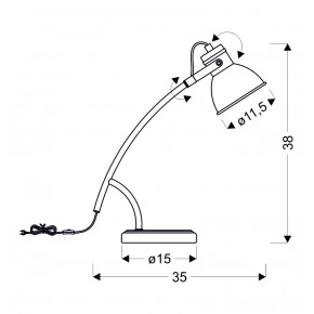 Wymiary 40W lampki biurkowej