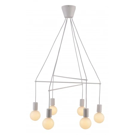 Lampy-sufitowe - lampa sufitowa zwisające żarówki 6xe27 biała 36-70920 alto candellux 