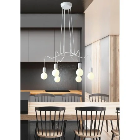 Lampy-sufitowe - loftowe oświetlenie sufitowe białe matowe 6x40w e27 basso 36-71026 candellux 