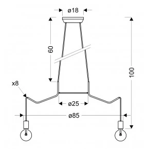 Lampy-sufitowe - lampa wisząca z ośmioma ramionami 8x40w e27 basso 38-71040 candellux 