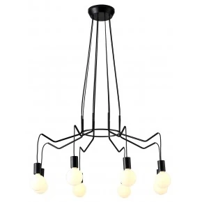 Lampy-sufitowe - industrialna lampa wisząca loft czarny mat 8x40w e27 basso 38-71057 candellux 