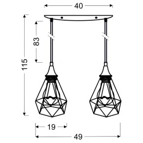 Lampy-sufitowe - geometryczna lampa podwójny zwis 2x60w e27 graf 32-62895 candellux 