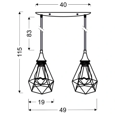 Lampy-sufitowe - geometryczna lampa podwójny zwis 2x60w e27 graf 32-62895 candellux 