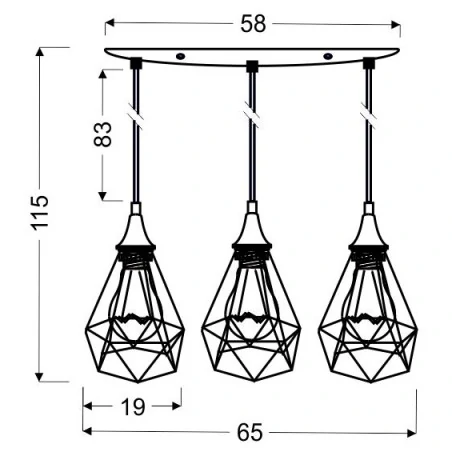 Lampy-sufitowe - potrójna lampa ażurowa industrialna 33-62901 3x60w e27 graf candellux 