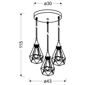 Lampy-sufitowe - druciana ażurowa lampa do loftu na 3 żarówki 33-62918 graf candellux 