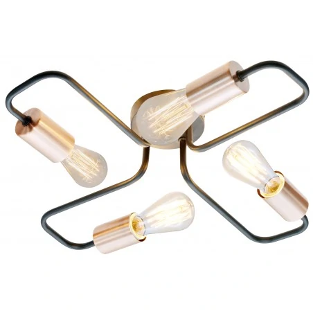 Lampy-sufitowe - czteropunktowa lampa sufitowa czarno-miedziana loft 4x60w e27 herpe 34-66923 candellux 