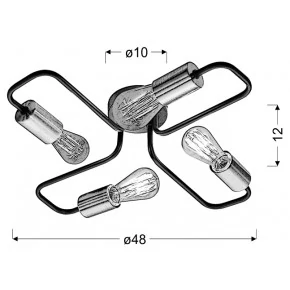 HERPE LAMPA SUFITOWA 4X60W E27 CZARNY