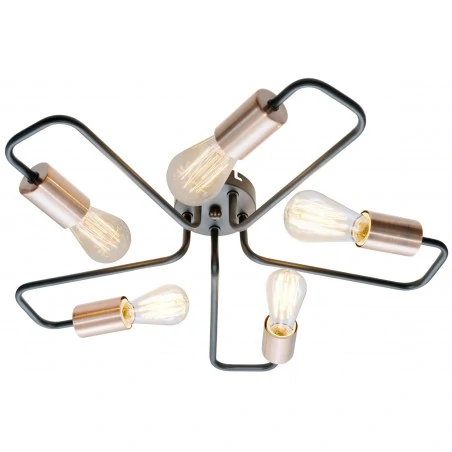 Lampy-sufitowe - lampa sufitowa pięciopunktowa czarno-miedziana loft 5xe27 60w herpe 35-66930 candellux 