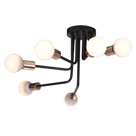 Lampy-sufitowe - czarno-złota lampa sufitowa loft 6x60w e27 spill 36-56542 candellux 