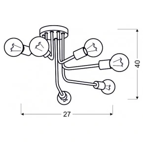 Lampy-sufitowe - czarno-złota lampa sufitowa loft 6x60w e27 spill 36-56542 candellux 