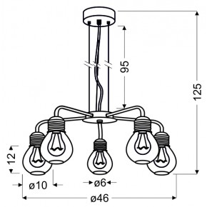 Lampy-sufitowe - lampa wisząca chromowa z pięcioma drucianymi kloszami 5x60w e27 gliva 35-58669 candellux 