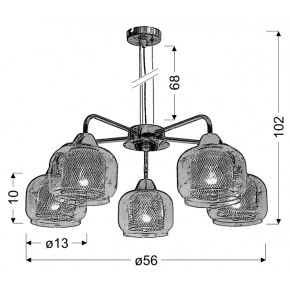 Lampy-sufitowe - nowoczesna lampa wisząca chromowa z podwójnymi kloszami 5x40w e14 ray 35-67098 candellux 