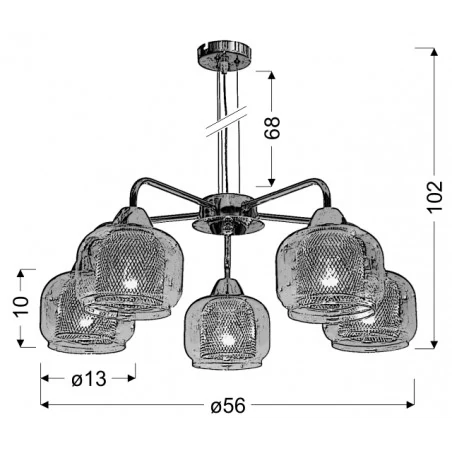 Lampy-sufitowe - nowoczesna lampa wisząca chromowa z podwójnymi kloszami 5x40w e14 ray 35-67098 candellux 