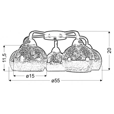 Lampy-sufitowe - lampa sufitowa lustrzana bite szkło 5x60w e27 cromina 98-55668 candellux 