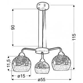 Lampy-sufitowe - gold lampa wisząca + szklane klosze 3x60w e27 cromina 33-57259 candellux 