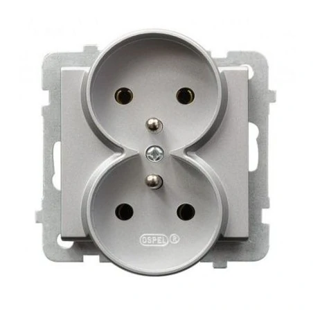 Gniazda-podwojne-podtynkowe - gniazdo podwójne z uziemieniem gp-2rrz/m/38 srebrne sonata ospel 
