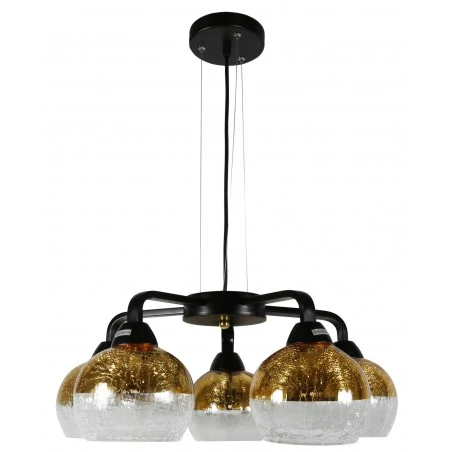 Lampy-sufitowe - oświetlenie sufitowe szklane klosze złoto-czarne 5x60w e27 cromina 35-57266 candellux 