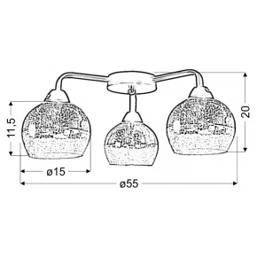 Lampy-sufitowe - lampa sufitowa gold z efektem bitego szkła 3x60w e27 cromina 98-57273 candellux 