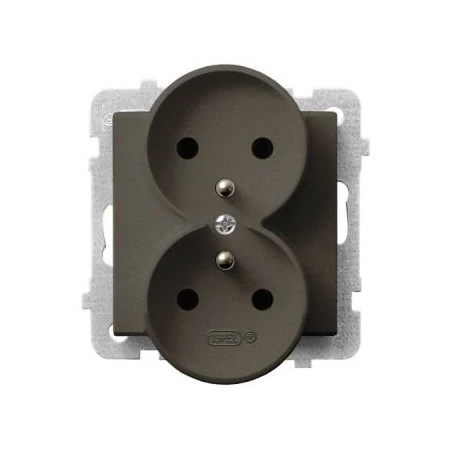 Gniazda-podwojne-podtynkowe - gniazdo podwójne z uziemieniem gp-2rrz/m/40 czekoladowy sonata ospel 