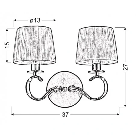 Kinkiety-do-salonu - podwójny kinkiet abażur z tkaniny 2x40w e14 clara 22-21564 candellux 