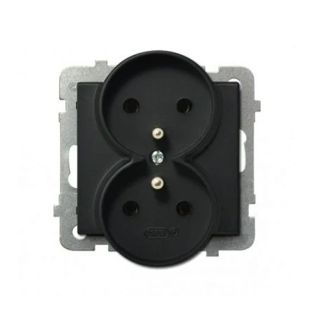 Gniazda-podwojne-podtynkowe - czarne gniazdo podwójne z uziemieniem gp-2rrz/m/33 sonata ospel 