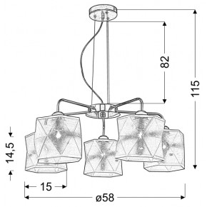 Lampy-sufitowe - pięcioramienna lampa wisząca chromowa 5x40w e27 nosja 35-58737 candellux 