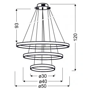 Lampy-sufitowe - lampa wisząca potrójny led w nowoczesnym stylu 60w led 4000k lune 33-64738 candellux 