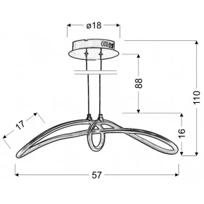 Lampy-sufitowe - lampa wisząca led z oryginalnymi wygięciami 38w 4000k slash 31-69887 candellux 