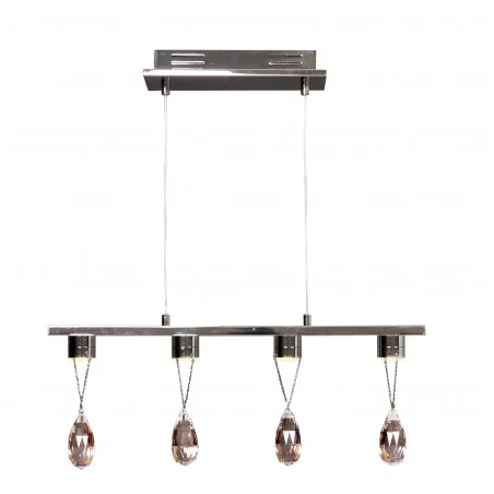 Lampy-sufitowe - lampa wisząca led chromowana z wiszącymi kryształkami 4x3w prisma 34-25708 candellux 