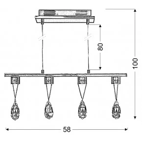 Lampy-sufitowe - lampa wisząca led chromowana z wiszącymi kryształkami 4x3w prisma 34-25708 candellux 