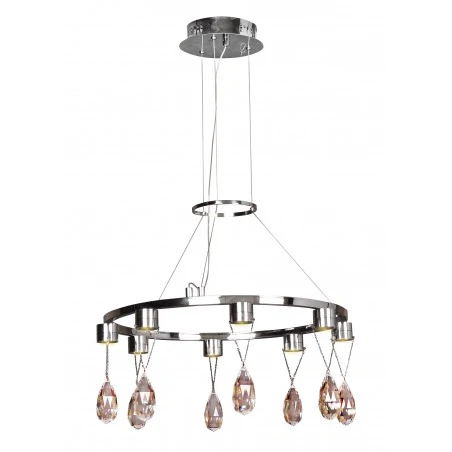 Lampy-sufitowe - lampa wisząca led zdobiona kryształkami chromowa 8x3w prisma 38-26064 candellux 