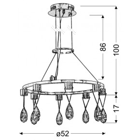 Lampy-sufitowe - lampa wisząca led zdobiona kryształkami chromowa 8x3w prisma 38-26064 candellux 
