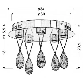 Plafony - nietuzinkowa lampa sufitowa led z szklanymi kryształami  5x3w prisma 98-25722 candellux 