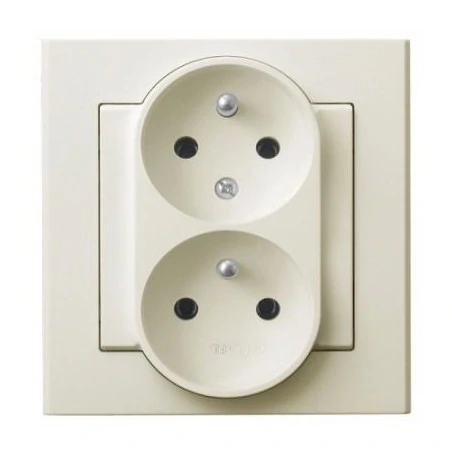 Gniazda-podwojne-podtynkowe - gniazdo podwójne z uziemieniem z funkcją niezamienności faz gp-2rc/27 ecru sonata ospel 