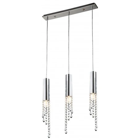 Lampy-sufitowe - lampa wisząca chromowa z wiszącymi kryształkami 3x3w led gu10 duero 33-25272 candellux 