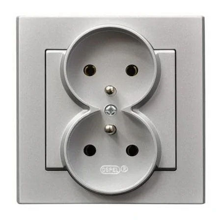 Gniazda-podwojne-podtynkowe - gniazdo podwójne z uziemieniem gp-2rz/38 srebro sonata ospel 